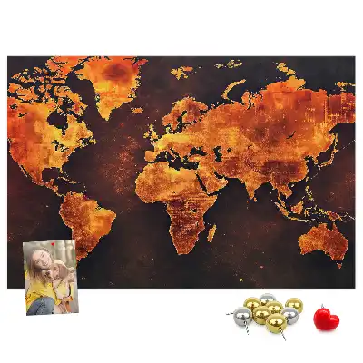 Bedruckte Weltkarte als Kork-Wandtafel