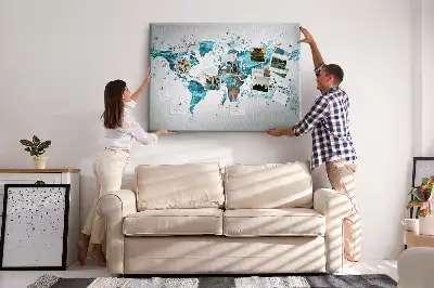 Bilder Korktafel in Form einer Weltkarte
