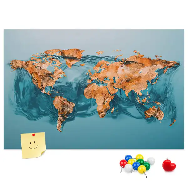 Bedruckte Korkplatte mit moderner Globus-Komposition