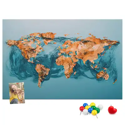 Bedruckte Korkplatte mit moderner Globus-Komposition