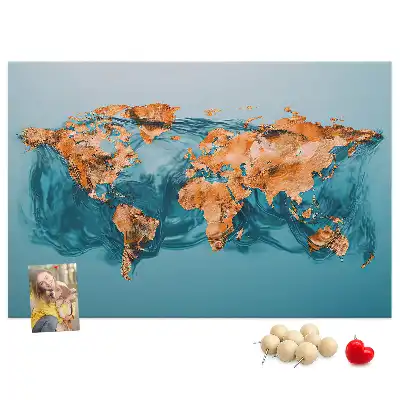 Bedruckte Korkplatte mit moderner Globus-Komposition