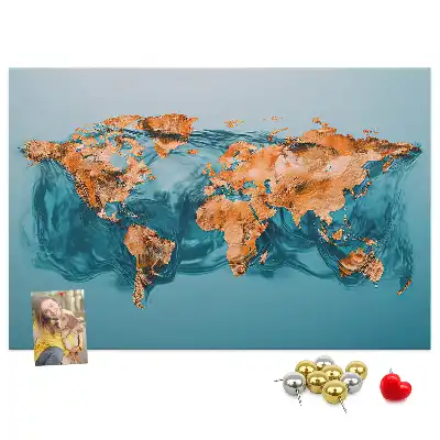 Bedruckte Korkplatte mit moderner Globus-Komposition