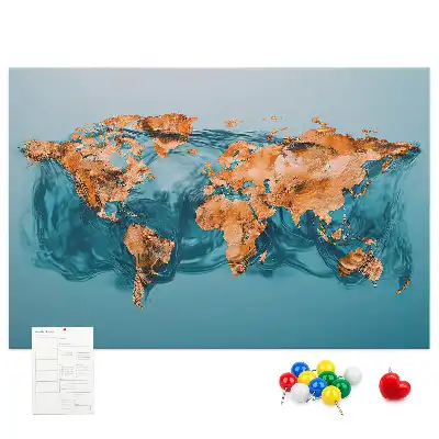 Bedruckte Korkplatte mit moderner Globus-Komposition