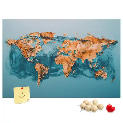 Bedruckte Korkplatte mit moderner Globus-Komposition