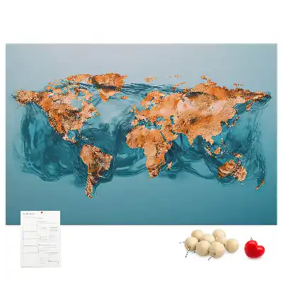 Bedruckte Korkplatte mit moderner Globus-Komposition