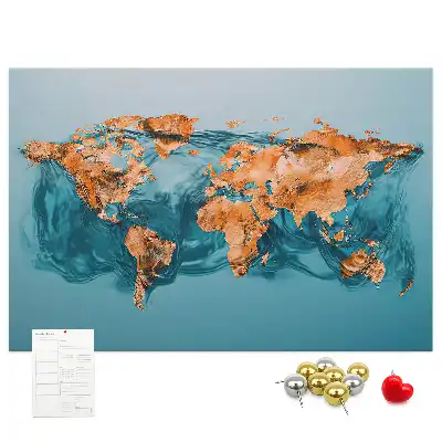 Bedruckte Korkplatte mit moderner Globus-Komposition