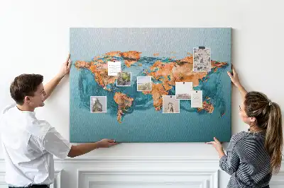Bedruckte Korkplatte mit moderner Globus-Komposition