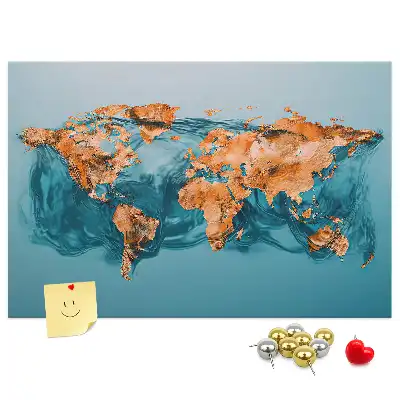 Bedruckte Korkplatte mit moderner Globus-Komposition