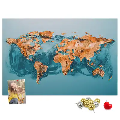 Bedruckte Korkplatte mit moderner Globus-Komposition