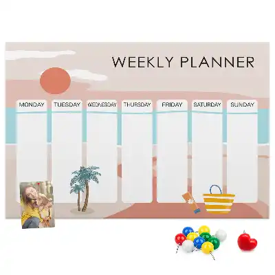 Bilder-Korktafel Sieben-Tage-Organizer Arbeit