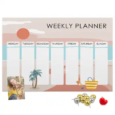 Bilder-Korktafel Sieben-Tage-Organizer Arbeit