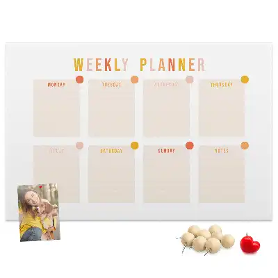 Bedruckte Korkplatte Sieben-Tage-Plan