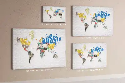 Bedruckte Korkplatte mit Geografie-Design aus Buchstaben und Wörtern