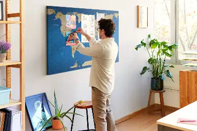 Weltkarte als Pinnwand aus Kork