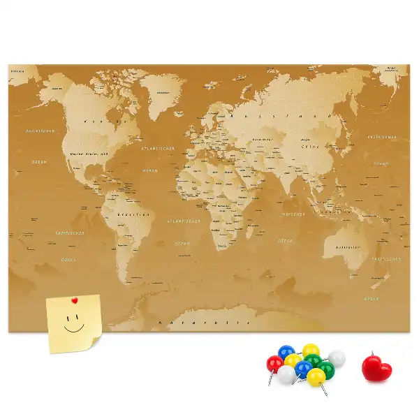 Bedruckte Korkplatte mit Weltkarte Design Planet Erde