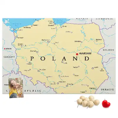 Pinnwand mit politischer Karte von Polen