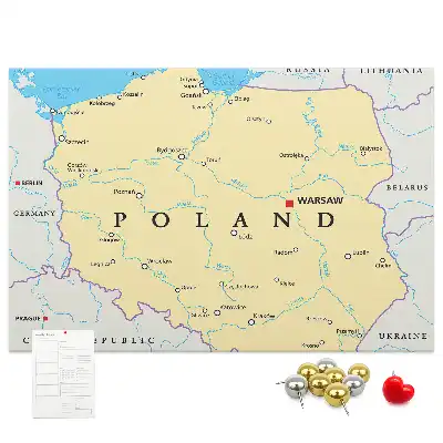 Pinnwand mit politischer Karte von Polen
