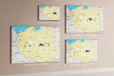 Pinnwand mit politischer Karte von Polen