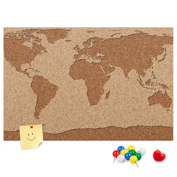 Weltkarte aus Kork als Bilder-Korktafel