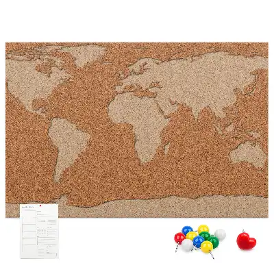 Kork-Pinnwand mit Korkstruktur in Kartenform