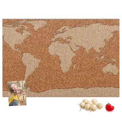Kork-Pinnwand mit Korkstruktur in Kartenform