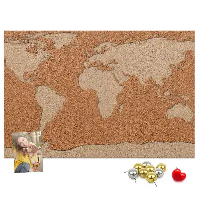 Kork-Pinnwand mit Korkstruktur in Kartenform