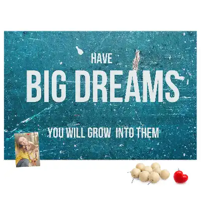 Bedruckte Korkplatte Motivationstext