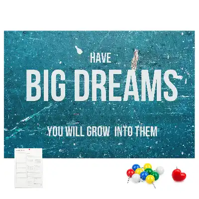 Bedruckte Korkplatte Motivationstext