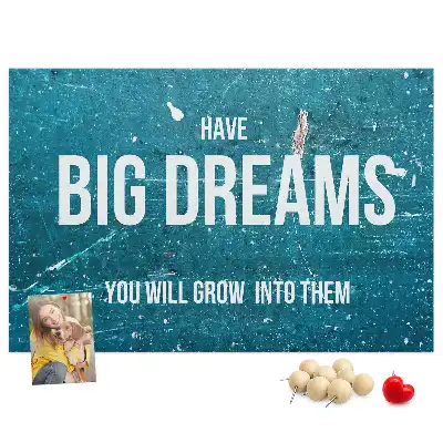 Bedruckte Korkplatte Motivationstext