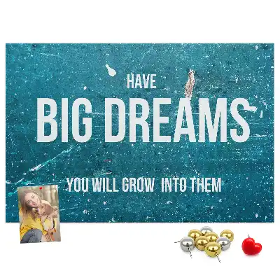Bedruckte Korkplatte Motivationstext