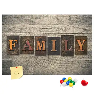 Bilder-Korktafel mit Familienspruch für die Wand