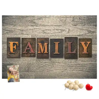 Bilder-Korktafel mit Familienspruch für die Wand