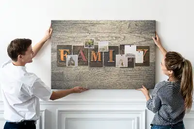 Bilder-Korktafel mit Familienspruch für die Wand