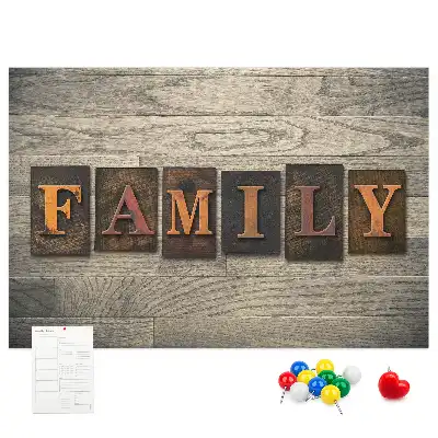 Bilder-Korktafel mit Familienspruch für die Wand