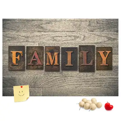 Bilder-Korktafel mit Familienspruch für die Wand