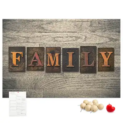 Bilder-Korktafel mit Familienspruch für die Wand