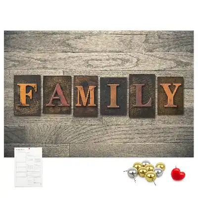 Bilder-Korktafel mit Familienspruch für die Wand