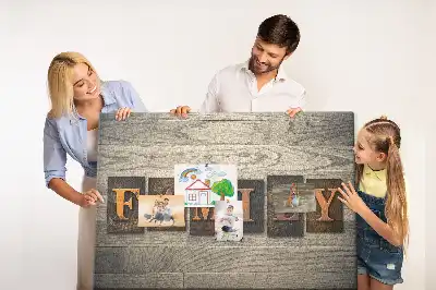 Bilder-Korktafel mit Familienspruch für die Wand