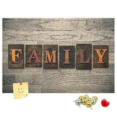 Bilder-Korktafel mit Familienspruch für die Wand