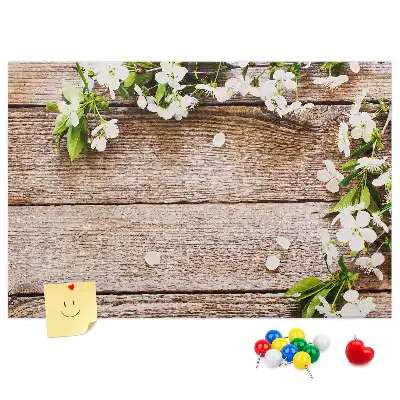 Bedruckte Korkplatte mit Blumenmotiv auf Holzoptik