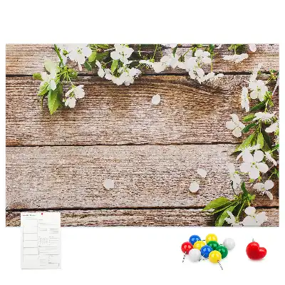 Bedruckte Korkplatte Blumen auf Holz