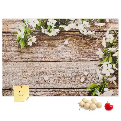 Bedruckte Korkplatte Blumen auf Holz