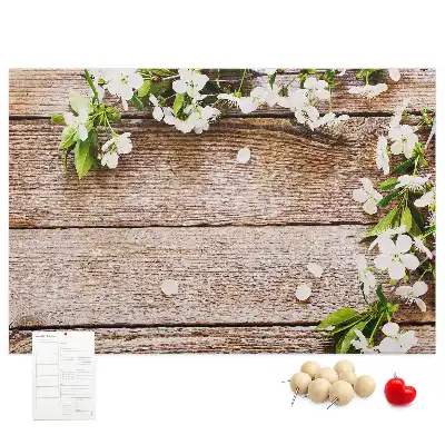 Bedruckte Korkplatte Blumen auf Holz