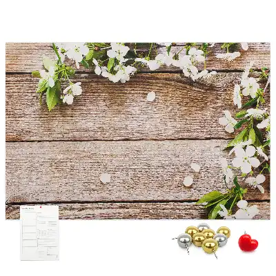 Bedruckte Korkplatte Blumen auf Holz