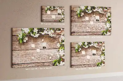 Bedruckte Korkplatte Blumen auf Holz