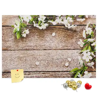 Bedruckte Korkplatte Blumen auf Holz