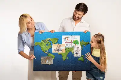 Bedruckte Korkplatte mit Weltkarten-Länderkonturen