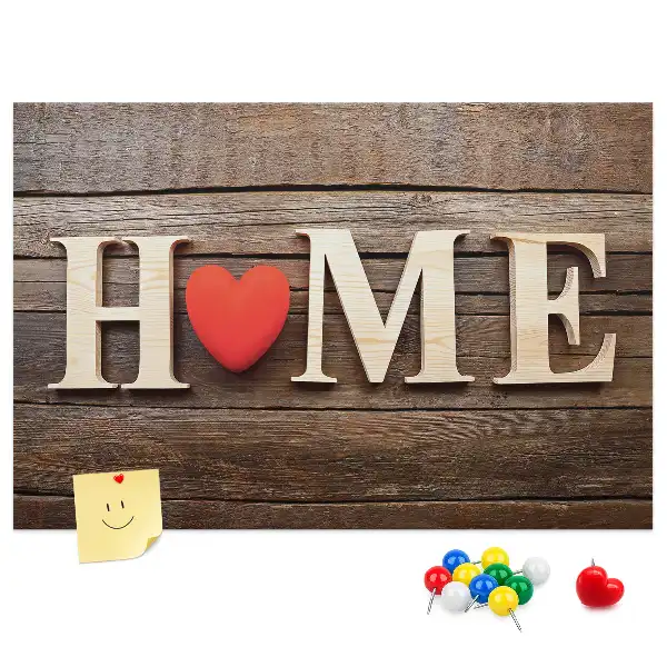Pinnwand mit Schriftzug Home