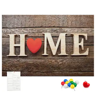 Pinnwand mit Schriftzug Home