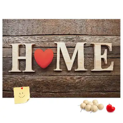 Pinnwand mit Schriftzug Home